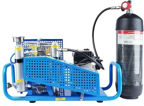 TUXING 4500Psi 300Bar Compresor de alta presión de buceo, compresor de aire PCP, apagado automático, 3,5 CFM 100L/min Flujo de aire con 9L Buceo de Agua para Buceo y Snorkel (TXESB042)