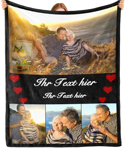 Bemaystar Personalisierte Decke mit Foto Text – Personalisierte Geschenke für oma Opa, Familie, kuscheldecke personalisiert, Foto Geschenk