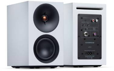 Cambridge Audio L/R S - 100W Kompakte Aktive Stereo Lautsprecher mit aptX HD Bluetooth, USB Audio, Aux & Optisch, Subwoofer Ausgang, Fernbedienung, Raumabstimmung, DynamEQ – Weiß