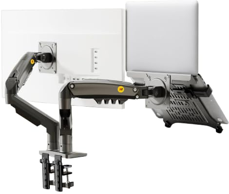 NB Ergonomic Dual Monitor Mount for 17-32 Inch Screen with Laptop Tray