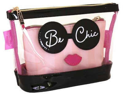 Camomilla Milano Set 2pz Buste Make-up Donna, PVC, Collezione Be Chic, Colore Rosa