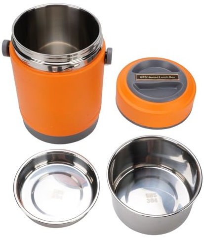 Tnfeeon Boîte à Déjeuner électrique Portable en Acier Inoxydable, Chauffe-plats Chauffe Uniformément 20 W, 1,7 Qt, étanche, Transport Sûr, Bureau, Voyage, Passe au Lave-vaisselle, Nettoyage Facile,