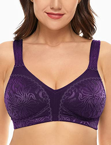 WingsLove Women's Full Cup Minimizer Bra Wide Straps Non-Wired No Padding Bra Comfort Plus Size