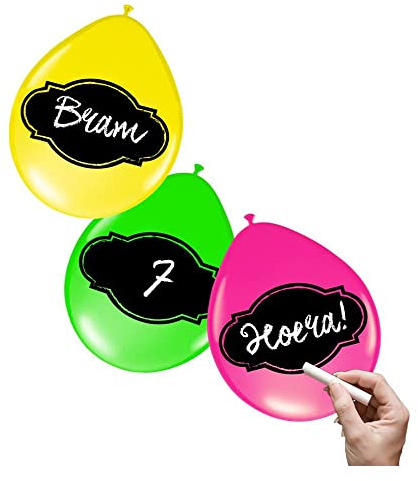 Folat 6 beschriftbare Ballons – Neonfarben