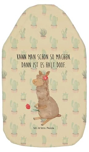 Mr. & Mrs. Panda Wärmflasche Alpaka Blume - Geschenk, Kleine Wärmflasche, Lama, Körnerkissen, Wärmflaschenbezug, Alpaka Dekor, Lamas, Wärmekissen,
