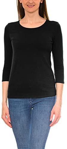 Alkato Damen Shirt 3/4 Arm mit Rundhals, Farbe: Schwarz, Größe: S