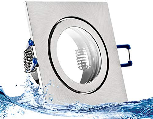 trendlights24 Mare IP44 Bad LED Einbaustrahler 230V Edelstahl eckig 3 Stufen dimmbar ultra flach 35 mm 3er Set 5W Warmweiß Einbauspots für Feuchtraum