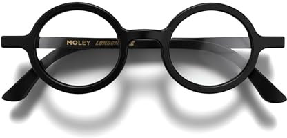 LONDON MOLE Runde Lesebrille | Moley-Lesebrille | Coole Leser | Stilvolle Brille für Herren Damen Unisex | Federscharniere | Mattschwarz | + 1,0 Vergrößerung