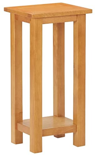 vidaXL Eichenholz Massiv Beistelltisch mit 1 Regal Rustikal Telefontisch Blumentisch Nachttisch Telefonkonsole Tisch 27x24x55cm