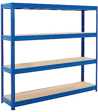 BiGDUG Heavy Duty Garage Shelving Unit - 600kg Per Shelf (2400kg Per Bay) - 177x200x45 cm - 4 Tier Storage Shelves - Blue - Shed Shelving