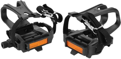 Cale Pied Velo,1 Paire De Pédales De Vélo,1 Paire De Pédales De Vélo avec Clips Et Sangles, Pédales De Vélo Pédales De Cyclisme Pinces d'orteil Cage Pédales Plates pour Aux Vélos d'exercice