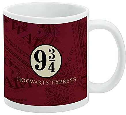Harry Potter Hogwarts Express Tickets - Taza de café de cerámica, tazas de regalo novedosas para café, té y bebidas calientes, 11 onzas, color blanco