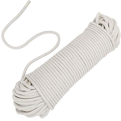ZOENHOU 100 m, 1/4 Zoll weißes natürliches Baumwollseil, solides Wäscheleinenseil, starkes Lager, hängendes Seil, Wäscheleine, Trocknerseil für Wäscheleine, Kunstprojekte, Gartendekoration