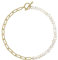 HMOOY Perlenkette, halbe Kette, halbe Perle, vergoldet 18 K, Halskette, Perle und Gold, Halskette, Posaune, Kette mit kubanischen Gliedern, mit Perle, trendiger Schmuck für Damen und Herren, Metall,