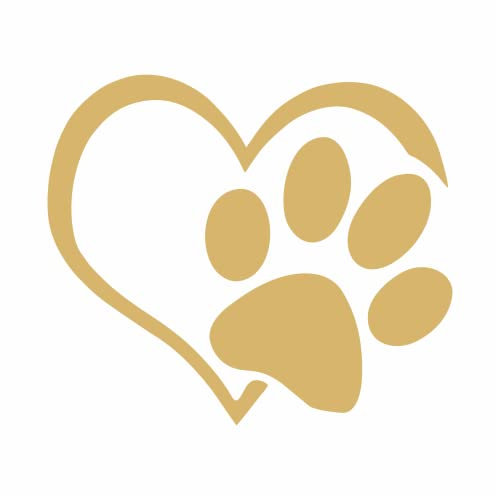 tradercat Auto Aufkleber Tatze Herz Pfote - 11cmx10cm - Sticker für alle Oberflächen - Fenster, Seitenspiegel, Heckscheibe, Motorhaube, Fahrzeug – mit Anleitung (Gold)