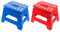 AC - Pack de 2 Taburete Plegable - Fabricado en PVC - Multiusos de plástico Resistente y Duradero. Ideal para escuelas, guarderías u hogar. - 29 x 22 x 27 cm - Azul y Rojo