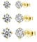 Loutade Silver Stud Earrings for Women, 925 Sterling Silver Stud Earrings, 3 Pairs Cubic Zirconia Stud Earrings Set for Women, Hypoallergenic Cartilage Gold Stud Earrings, Unisex Small Studs Earrings