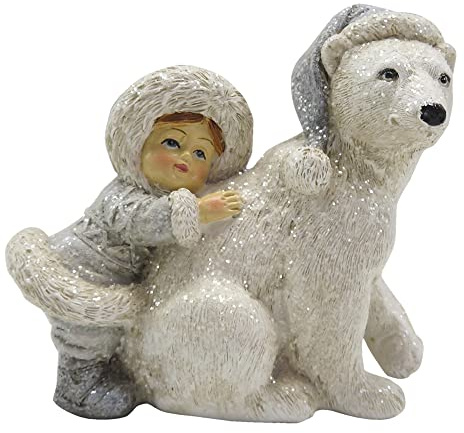 Clayre & Eef Figur Kind 11 cm Weiß Polyresin Weihnachtsdekoration