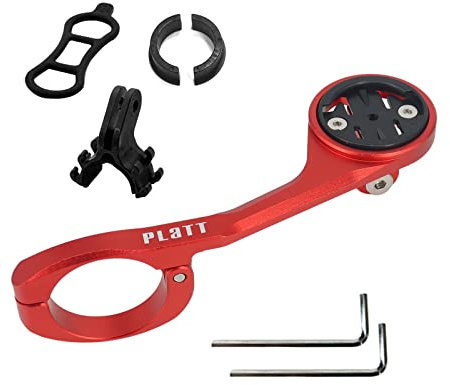 PLATT Bike Computer Mount for Garmin Edge,Aluminum Alloy Bicycle Garmin Edge Mount Compatible with 31.8mm 25.4mm Handlebar(Red)