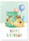 Friendly Fox Geburtstagskarte für Kinder 3. Geburtstag, 1x DIN A5 Dino Glückwunschkarte zum Kinder Geburtstag, Happy Birthday Karte mit Umschlag