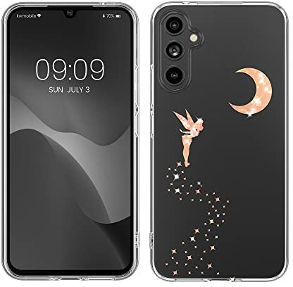 kwmobile Hülle kompatibel mit Samsung Galaxy A34 5G - Handyhülle Silikon Case - Fee Glitzer Rosegold Transparent