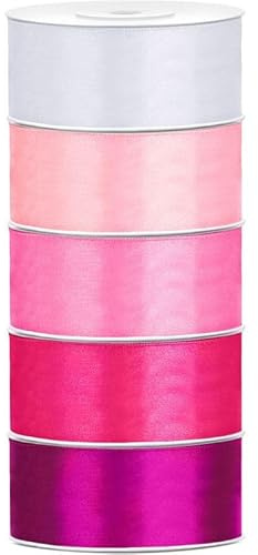 Satin Geschenkband 25mm 5 Farben je 25m lang rosa pink Schleifenband Geschenkverpackung Geburtstag Hochzeit Weihnachten