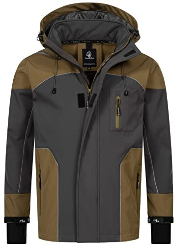 Rock Creek Herren Softshell Jacke Outdoor Jacke Windbreaker Übergangsjacke Anorak Kapuze Regenjacke Winterjacke Herrenjacke Jacket H-312 Hellbraun S