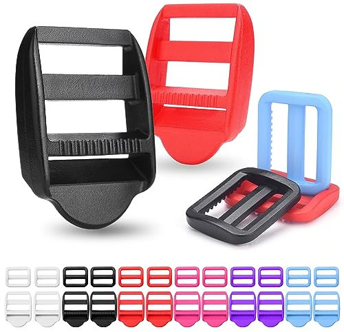 CooBigo 1 inch (25mm) Plastic Ladder Slider adjustable Lock Buckles, 12 Sets Mix, 1 inch