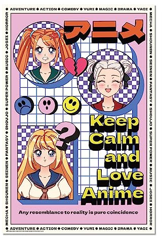 Grupo Erik Poster Anime Keep Calm and Love Anime Kunstdruck - Deko Wohnzimmer oder Deko Schlafzimmer - Deko Zimmer - Größe 61 x 91 - Offizielle Fanartikel