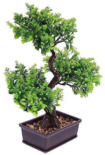 WOFASHPURET Künstliche Topfpflanze Gefälschte Bonsai für Büro Stilvolle Schreibtisch Grün