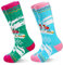 GRPSKCOS Jungen Skisocken, 2 Paar warme dicke Schneesocken für Kinder Mädchen Kleinkind Winter Skifahren Snowboarden（02 Rosa Blau+Rosa Grün，3-6 Jahre）