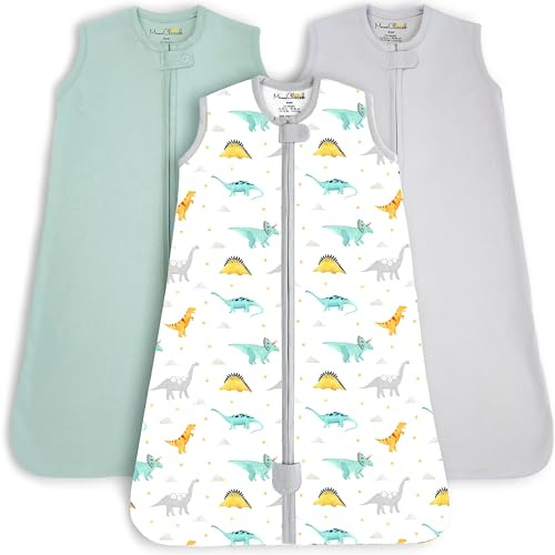 Organic Cotton Baby Sleeping Bag 0.5 TOG Wearable Blanket Sleep Sack 3-Pack | Breathable, Lightweight, Soft GOTS & OEKO-TEX Certified 100% Organic Cotton, Baby Essential for 18-24 Months by Mama Cheetah