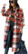 Yming Frauen Winter Oversize Casual Mantel Revers Kragen Farbblock Plaid Lange Ärmel Mantel Orange M