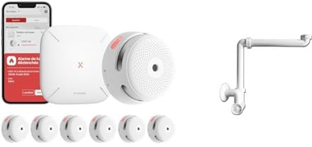 Detector de Humo X-Sense XS01-M ProConnected con estación Base SBS50 y sifón para Muebles Solido 9003076003976 de 5/4 x 30 mm Que Ahorra Espacio, Blanco