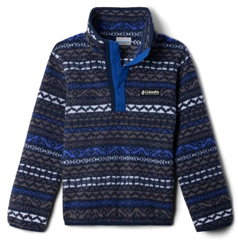 Columbia Unisex Kinder Helvetia 2 Bedrucktes Half Snap Fleece Pull Over, Grau Madras/Mountain Blue, 164