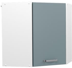 Vicco Eckhängeschrank R-Line, Küchen-Eckschrank, Blau-Grau/Weiß, 57 cm