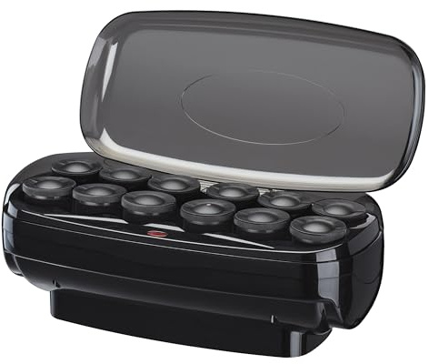 Conair Hot Rollers for Long, Medium & Short Hair, 12 Jumbo 1 ½ Heated Hair Rollers with Clips, Hot Curlers for Women, Volume & Curls, Amazon Exclusive, Black