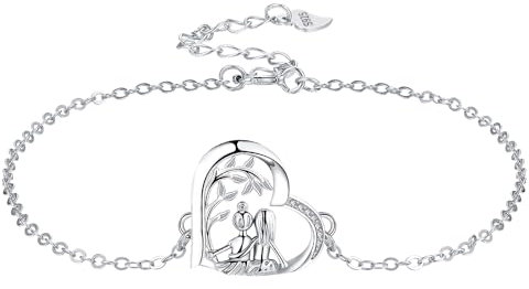 Yinsen Armband für Damen 925 Sterling Silber mit Herz Anhänger Armbänder Damen Verstellbar Armkette Valentinstag Muttertag Geburtstags Weihnachten Geschenk für Sie Frauen Freundin