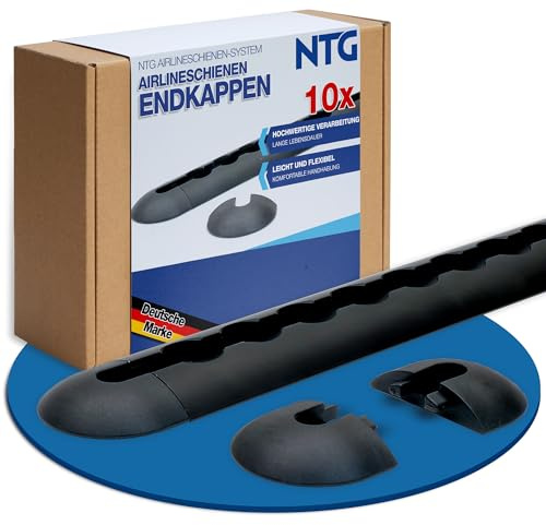 NTG Endkappe für Airlineschiene Schwarz Blackline 10 Stück - halbrund | Einsteckkappe Endstück Schienenkappe für Zurrschiene - Ladungssicherung Zubehör für LKW und Transporter