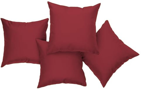 chilly pilley® Gartenkissen Wasserfest Dekokissen Set Sofakissen Rückenkissen Indoor-Outdoorkissen 4er Set 50x50 dunkelrot