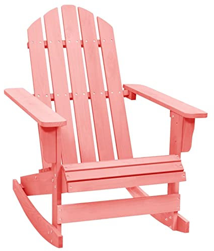 CIADAZ Adirondack-Schaukelstuhl, Gartenmöbel, Gartensessel, Gartenstuhl, Outdoor Chair, Lounge-Sessel, Massivholz Tanne Rosa