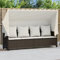 Festnight Gartensofa mit Sonnendach Liegesofa Rattan Sofa Liege Balkon Lounge Sofa Outdoor mit Dach Rattansofa Balkon Bank Verstellbar Sonnenliege Gartenliege Balkonmöbel mit Liegefunktion