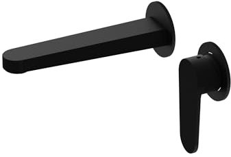 LAVITA Cetus Robinet de lavabo encastré pour montage mural - Noir mat - Robinet de salle de bain pour montage mural - Mitigeur monocommande - Robinetterie de lavabo de salle de bain