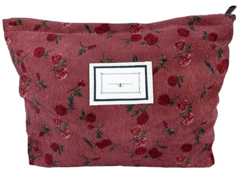 Kulturtasche Kosmetiktasche, Kosmetiktasche Cord, Kosmetiktasche Multifunktionaler, Groß Kapazität Kosmetiktasche Waschtasche, Reisen Kulturtasche, Kulturbeutel Schminktasche,Rose Make Up Tasche
