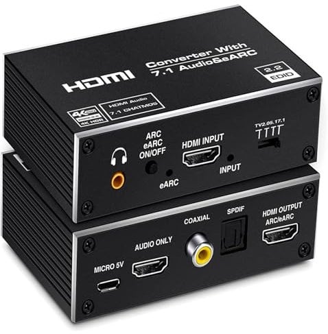 MiBoce 4K 120Hz HDMI Audio Extractor Splitter, 2.1 Audio Converter, with Optical TOSLINK SPDIF+Coaxial+3.5mm+HDMI Audio Out, for Home Theater