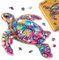 Figured'Art Holzpuzzle Erwachsene und Kinder 200 Teile Tiere - Meeresschildkröte - Originelles Design 32x31,8 cm Einzigartige Form mit Premium-Holzkiste