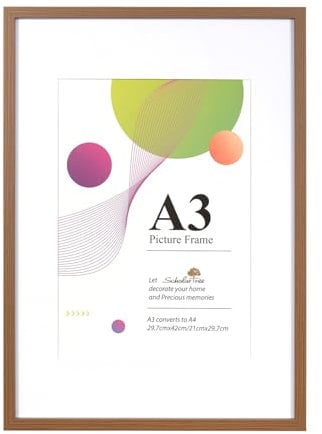 Scholar Tree Bilderrahmen A3 Braune Holz Fotorahmen 1er Set Holzrrahmen mit Passepartout zum aufhängen Benutzt für Wohnzimmer, Schlafzimmer, Arbeitszimmer, für Fotos, Kunstwerke und Poster