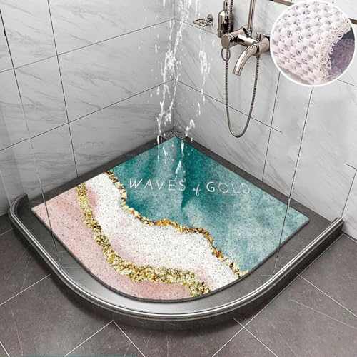 Yinghesheng Tapis de Douche d'angle, Tapis de Bain antidérapant et Anti-moisissure 60 x 60 cm, pour Douche intérieure, séchage Rapide,B,70x70cm