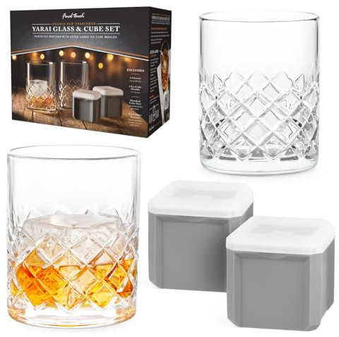 Final Touch Old Fashioned Whiskey Glas Set 283.5 g mit Eisformen, 4 Stück