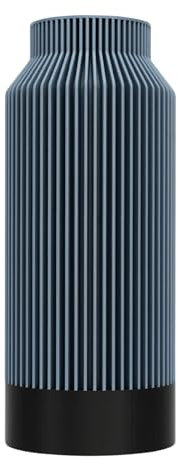 ebenkunst | Kontura Vase blau – 3D Blumenvase aus PLA mit schwarzem Standfuß & wasserdichtem PP-Einsatz | Für Pampasgras, Trocken- & Schnittblumen | Nachhaltig & Made in Germany (Blau, Höhe 25cm)